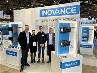 The Inovance Technology France sales team from left to right: William Garcia, Karina, Goulven Jouan, Christophe Garcia